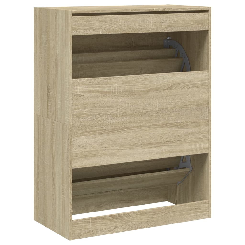 Schoenenkast met 2 klaplades 80x42x108 cm sonoma eikenkleurig is nu te koop bij PeponiXL, paradijselijk wonen!