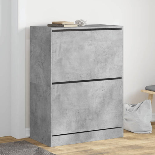 Schoenenkast met 2 klaplades 80x42x108 cm betongrijs is nu te koop bij PeponiXL, paradijselijk wonen!