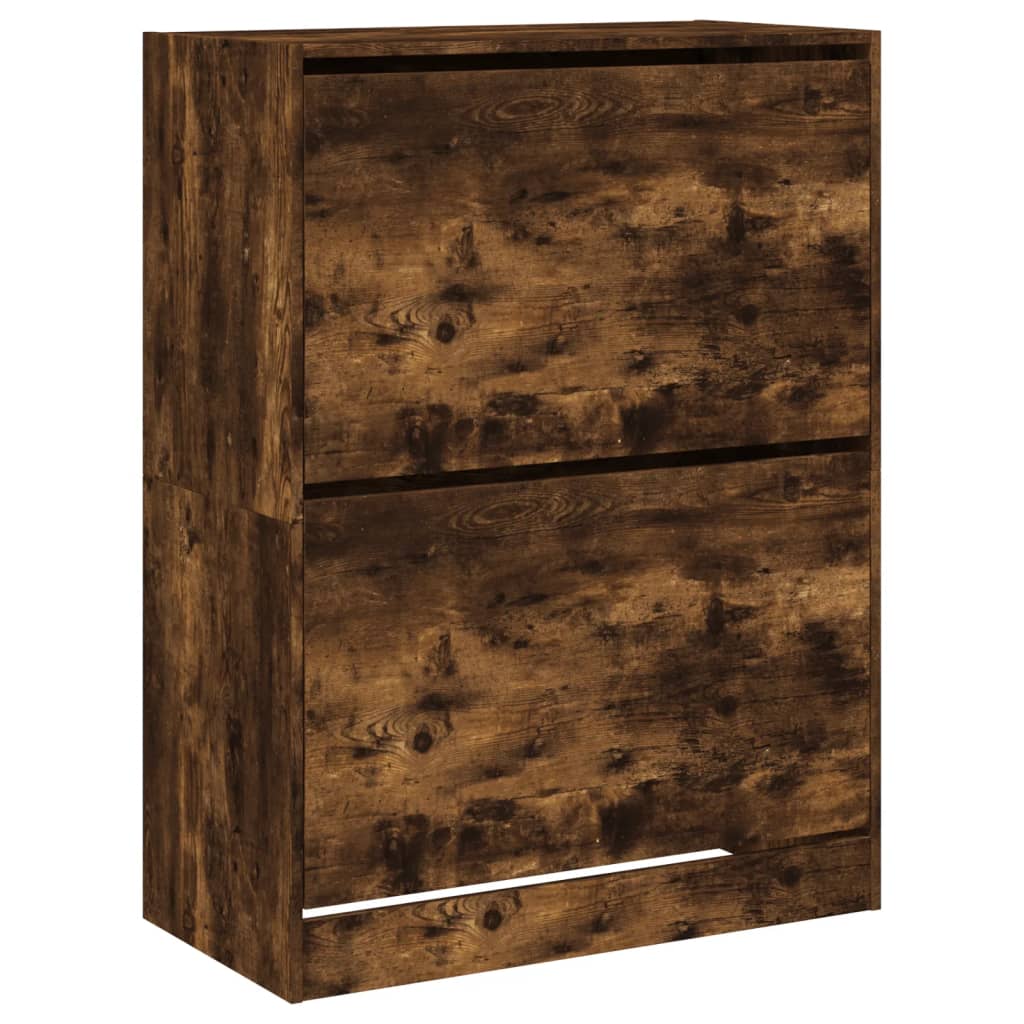 Schoenenkast met 2 klaplades 80x42x108 cm gerookt eikenkleurig is nu te koop bij PeponiXL, paradijselijk wonen!