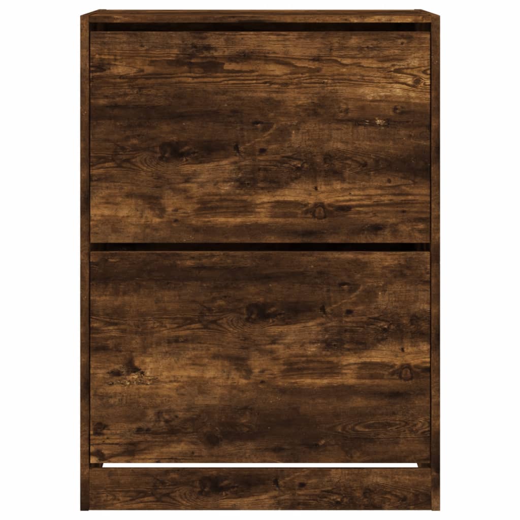 Schoenenkast met 2 klaplades 80x42x108 cm gerookt eikenkleurig is nu te koop bij PeponiXL, paradijselijk wonen!