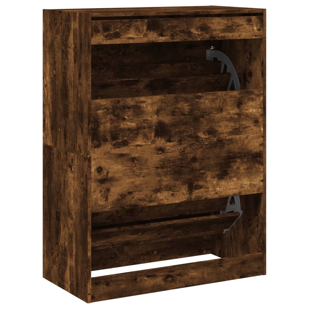 Schoenenkast met 2 klaplades 80x42x108 cm gerookt eikenkleurig is nu te koop bij PeponiXL, paradijselijk wonen!