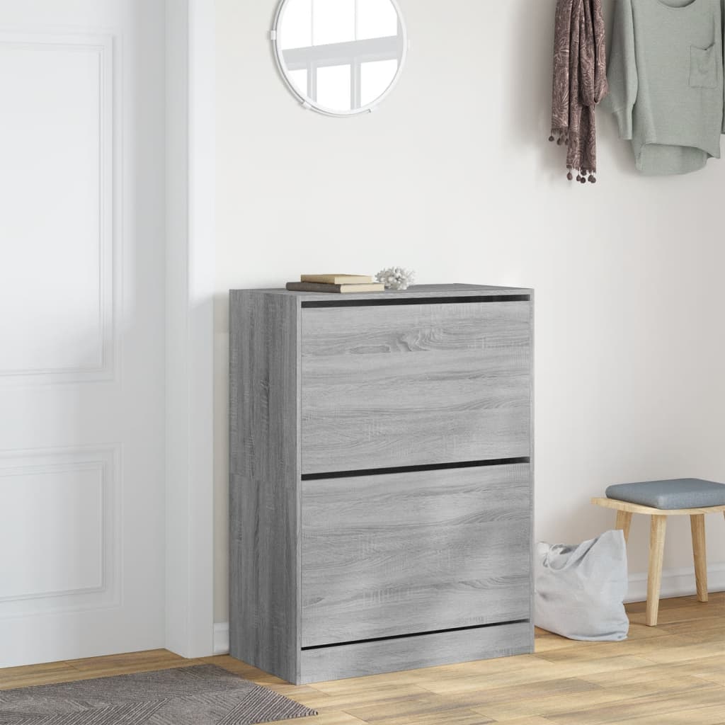 Schoenenkast met 2 klaplades 80x42x108 cm grijs sonoma is nu te koop bij PeponiXL, paradijselijk wonen!