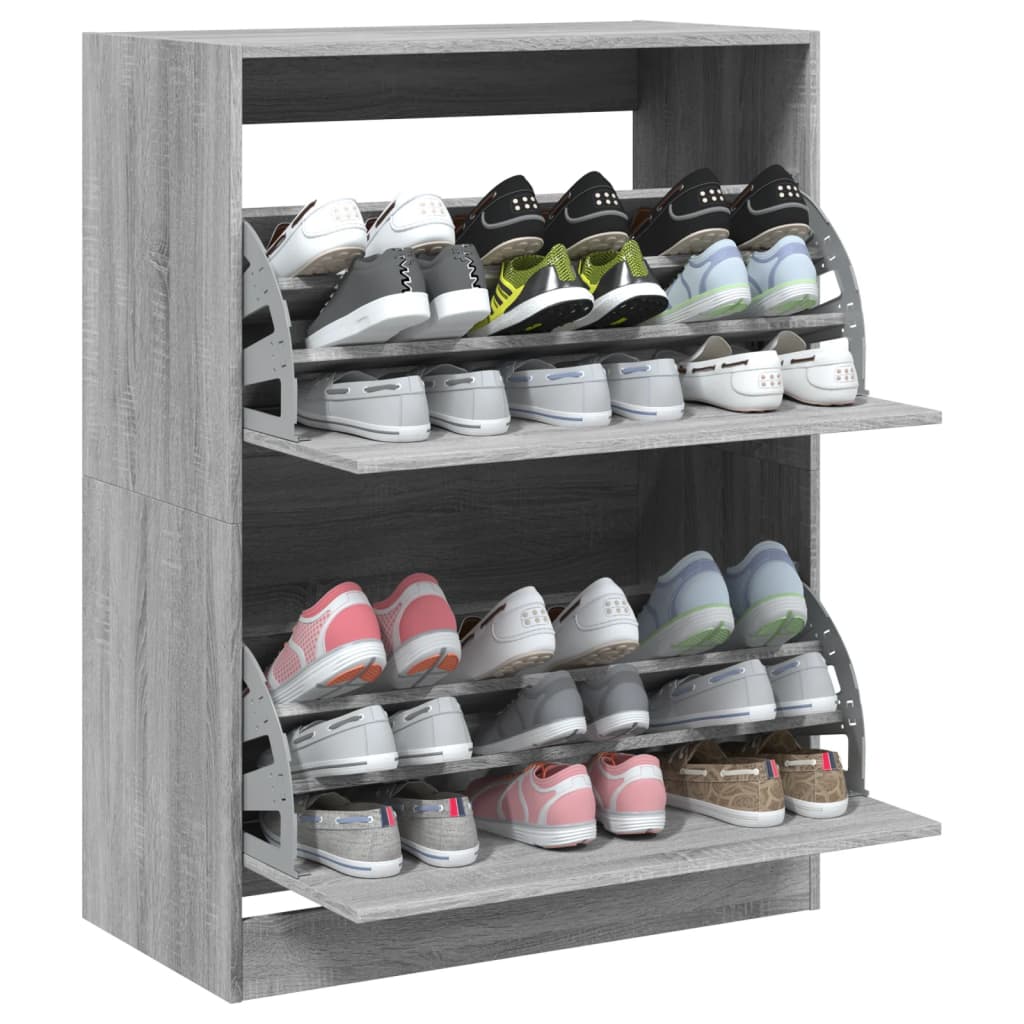 Schoenenkast met 2 klaplades 80x42x108 cm grijs sonoma is nu te koop bij PeponiXL, paradijselijk wonen!
