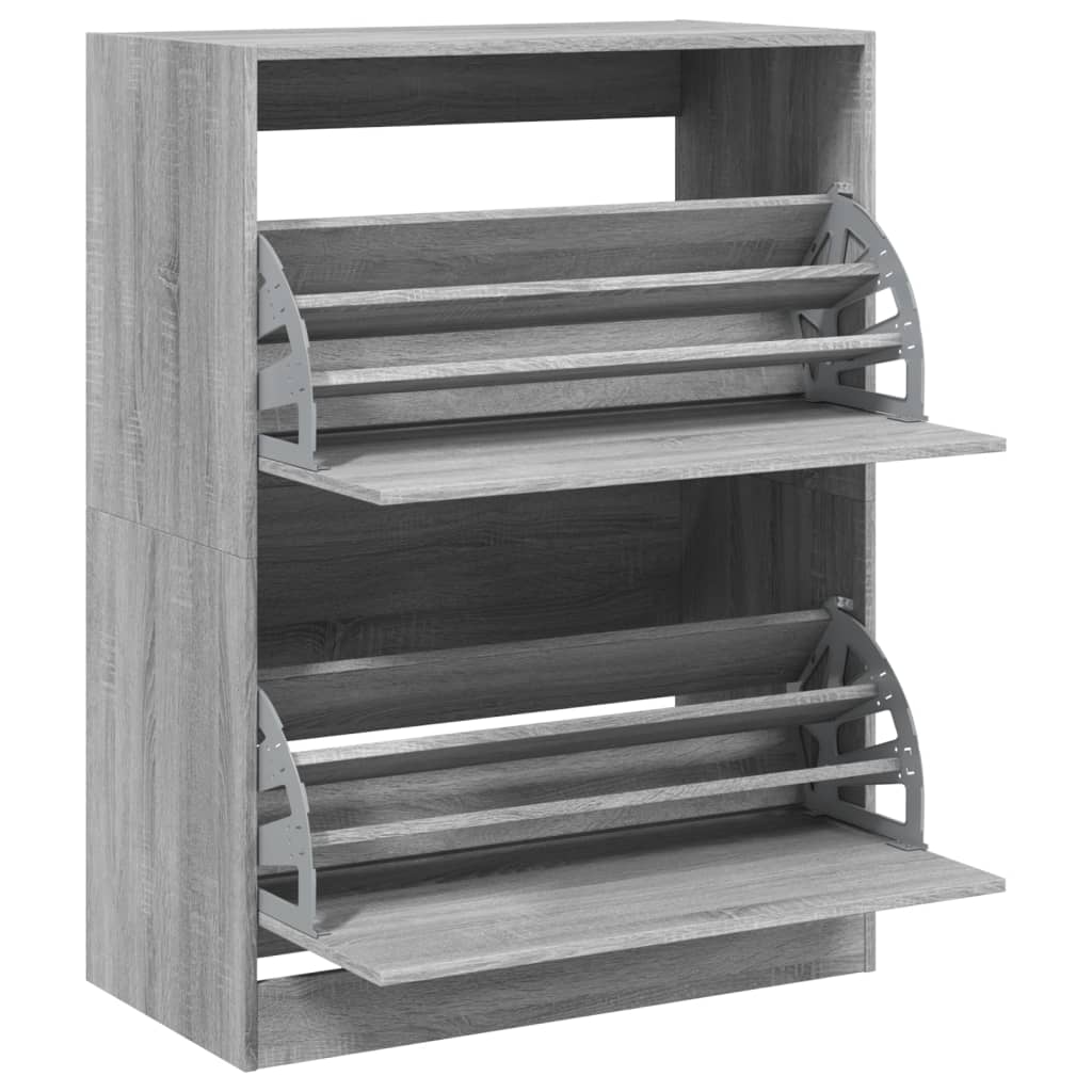 Schoenenkast met 2 klaplades 80x42x108 cm grijs sonoma is nu te koop bij PeponiXL, paradijselijk wonen!