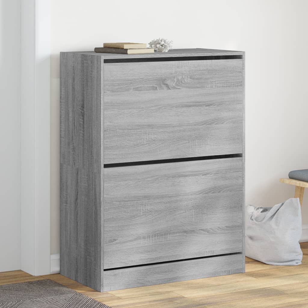Schoenenkast met 2 klaplades 80x42x108 cm grijs sonoma is nu te koop bij PeponiXL, paradijselijk wonen!