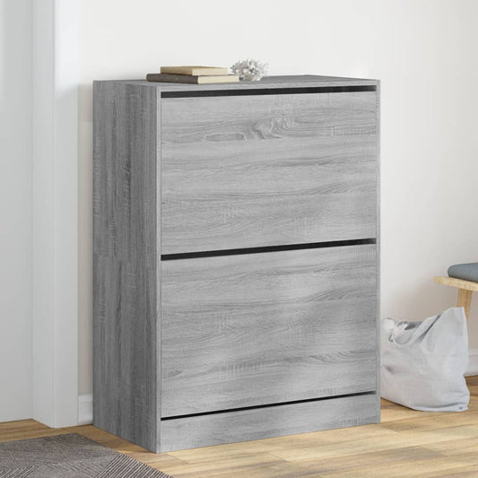 Schoenenkast met 2 klaplades 80x42x108 cm grijs sonoma is nu te koop bij PeponiXL, paradijselijk wonen!