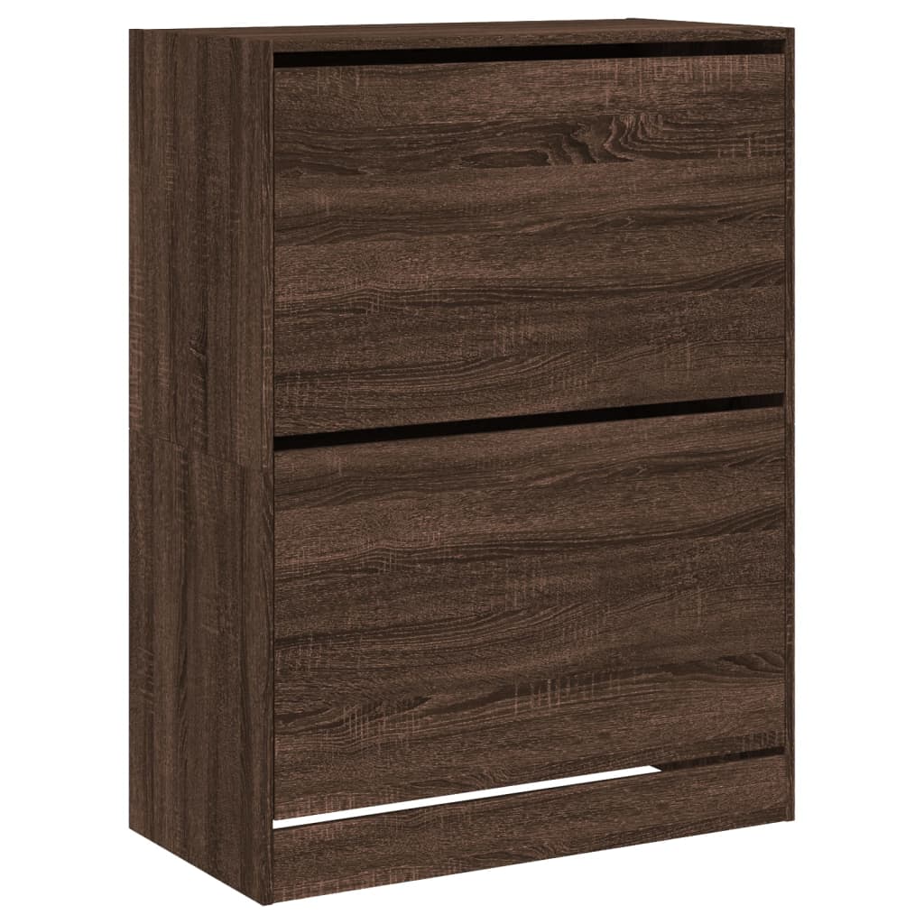 Schoenenkast met 2 klaplades 80x42x108 cm bruin eikenkleur is nu te koop bij PeponiXL, paradijselijk wonen!