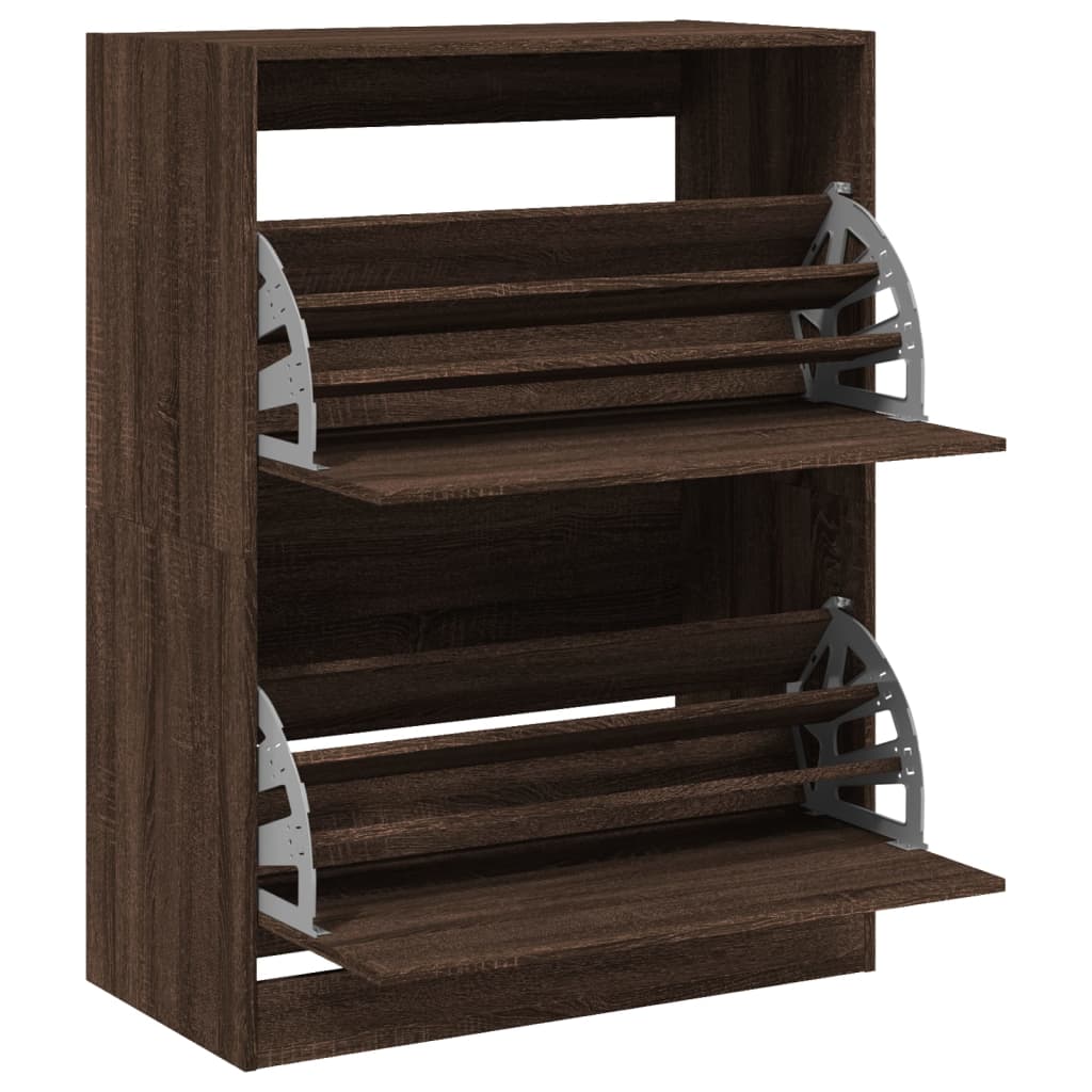 Schoenenkast met 2 klaplades 80x42x108 cm bruin eikenkleur is nu te koop bij PeponiXL, paradijselijk wonen!