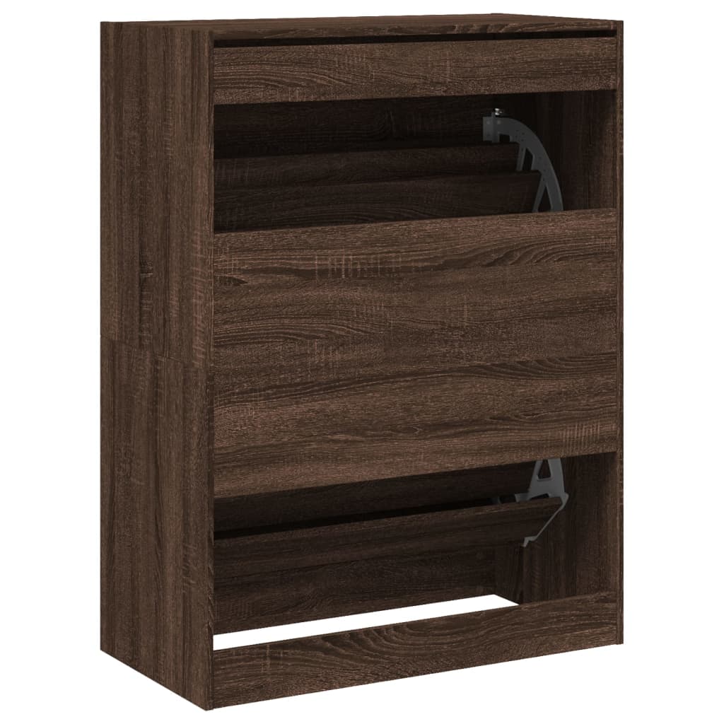 Schoenenkast met 2 klaplades 80x42x108 cm bruin eikenkleur is nu te koop bij PeponiXL, paradijselijk wonen!