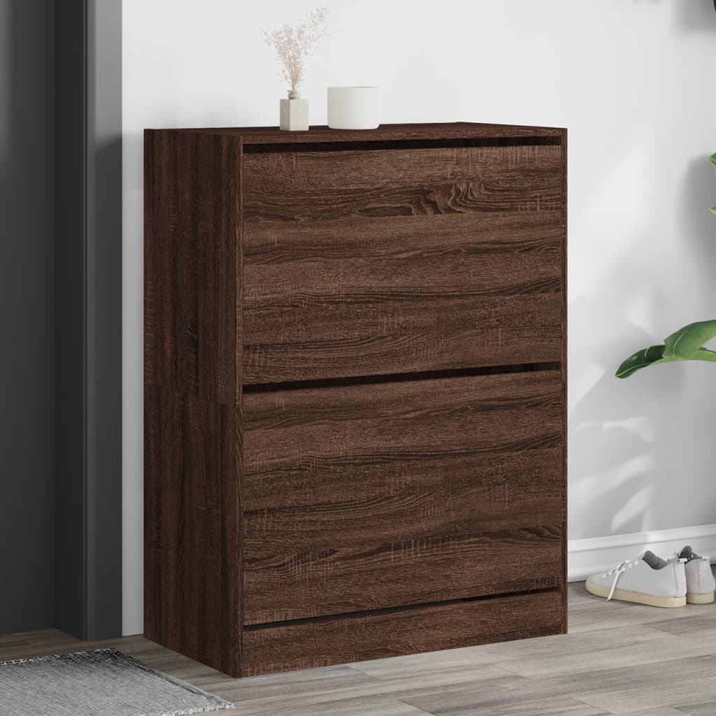 Schoenenkast met 2 klaplades 80x42x108 cm bruin eikenkleur is nu te koop bij PeponiXL, paradijselijk wonen!