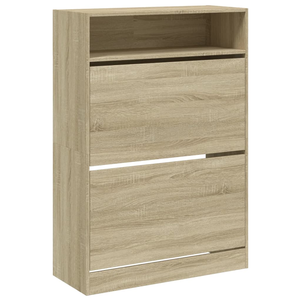 Schoenenkast met 2 klaplades 80x34x116 cm sonoma eikenkleurig is nu te koop bij PeponiXL, paradijselijk wonen!