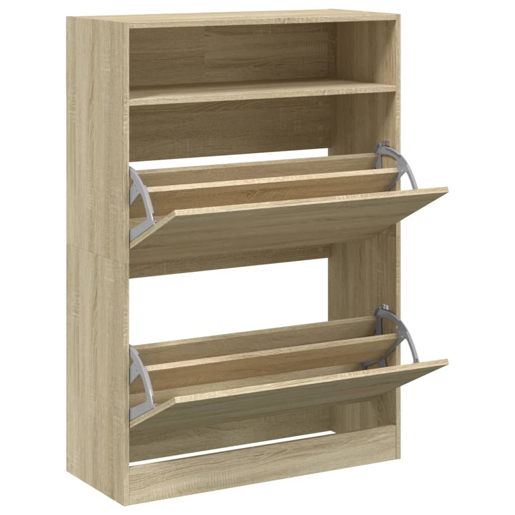 Schoenenkast met 2 klaplades 80x34x116 cm sonoma eikenkleurig is nu te koop bij PeponiXL, paradijselijk wonen!