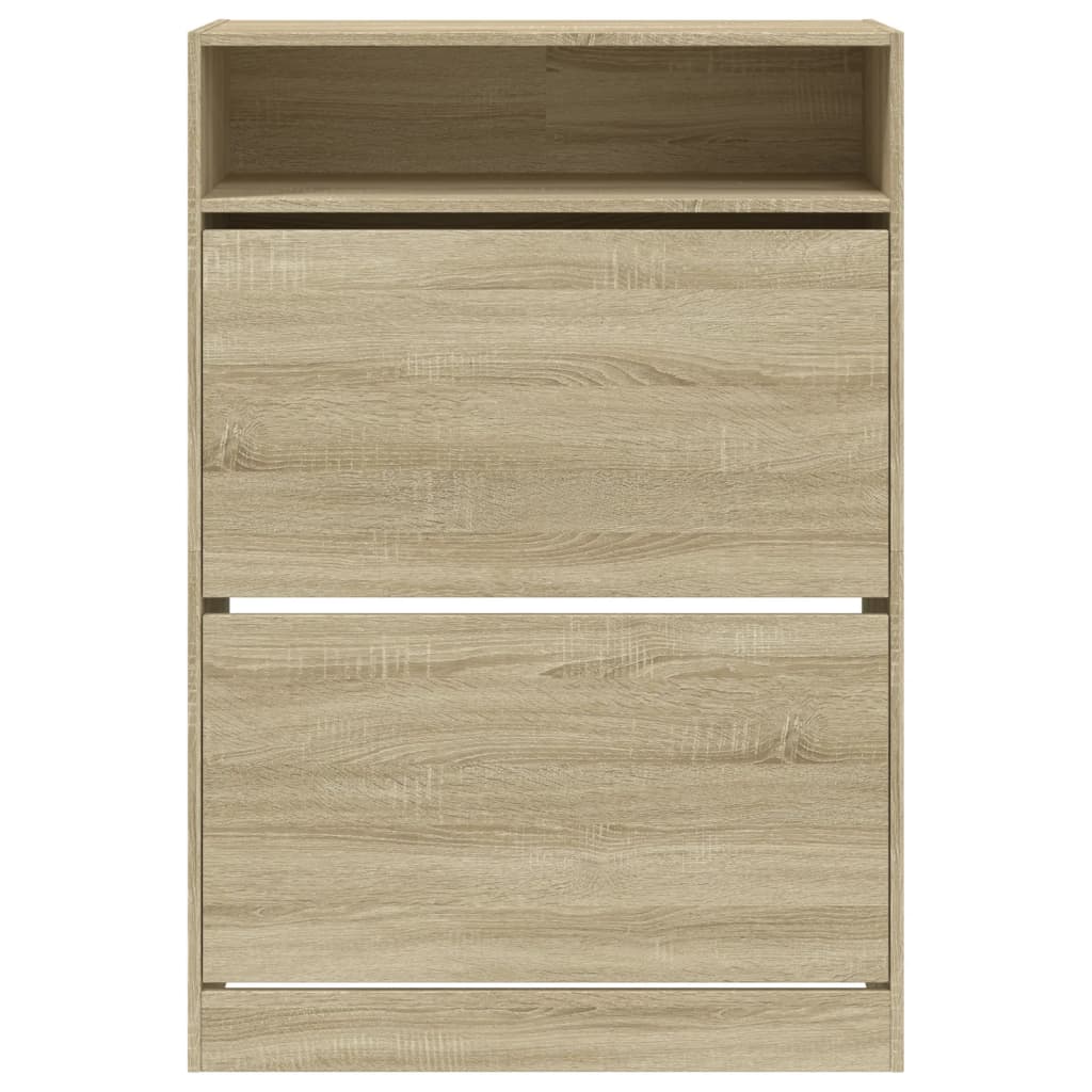 Schoenenkast met 2 klaplades 80x34x116 cm sonoma eikenkleurig is nu te koop bij PeponiXL, paradijselijk wonen!