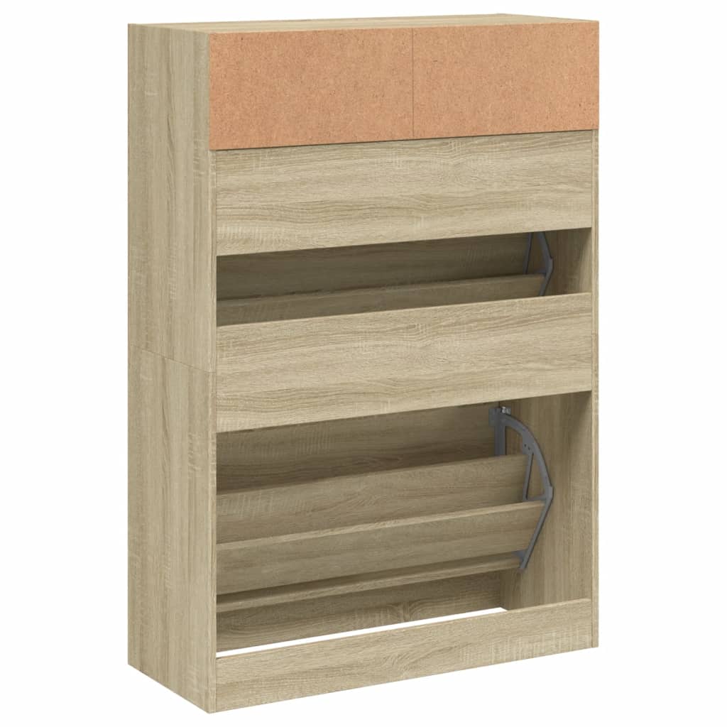 Schoenenkast met 2 klaplades 80x34x116 cm sonoma eikenkleurig is nu te koop bij PeponiXL, paradijselijk wonen!