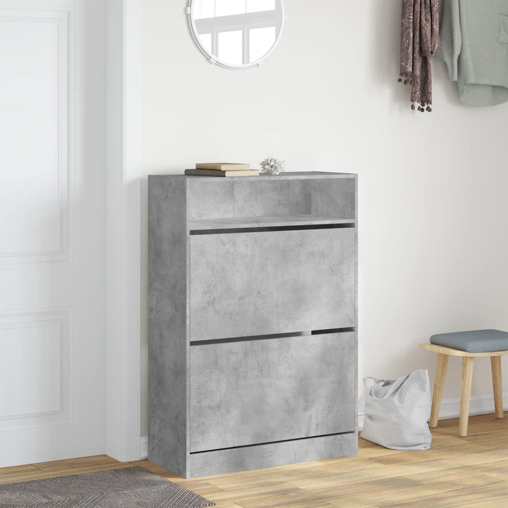 Schoenenkast met 2 klaplades 80x34x116 cm betongrijs is nu te koop bij PeponiXL, paradijselijk wonen!