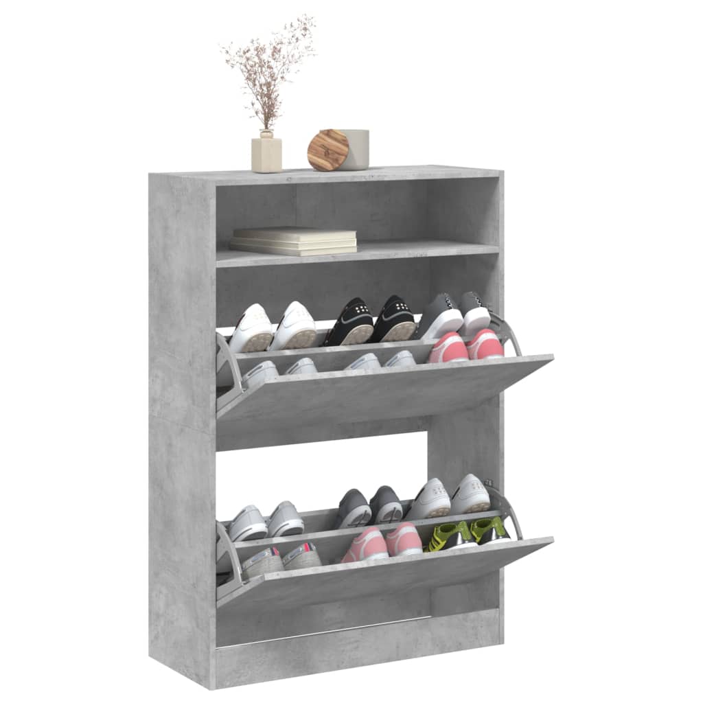 Schoenenkast met 2 klaplades 80x34x116 cm betongrijs is nu te koop bij PeponiXL, paradijselijk wonen!