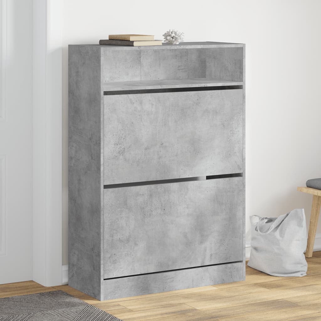 Schoenenkast met 2 klaplades 80x34x116 cm betongrijs is nu te koop bij PeponiXL, paradijselijk wonen!
