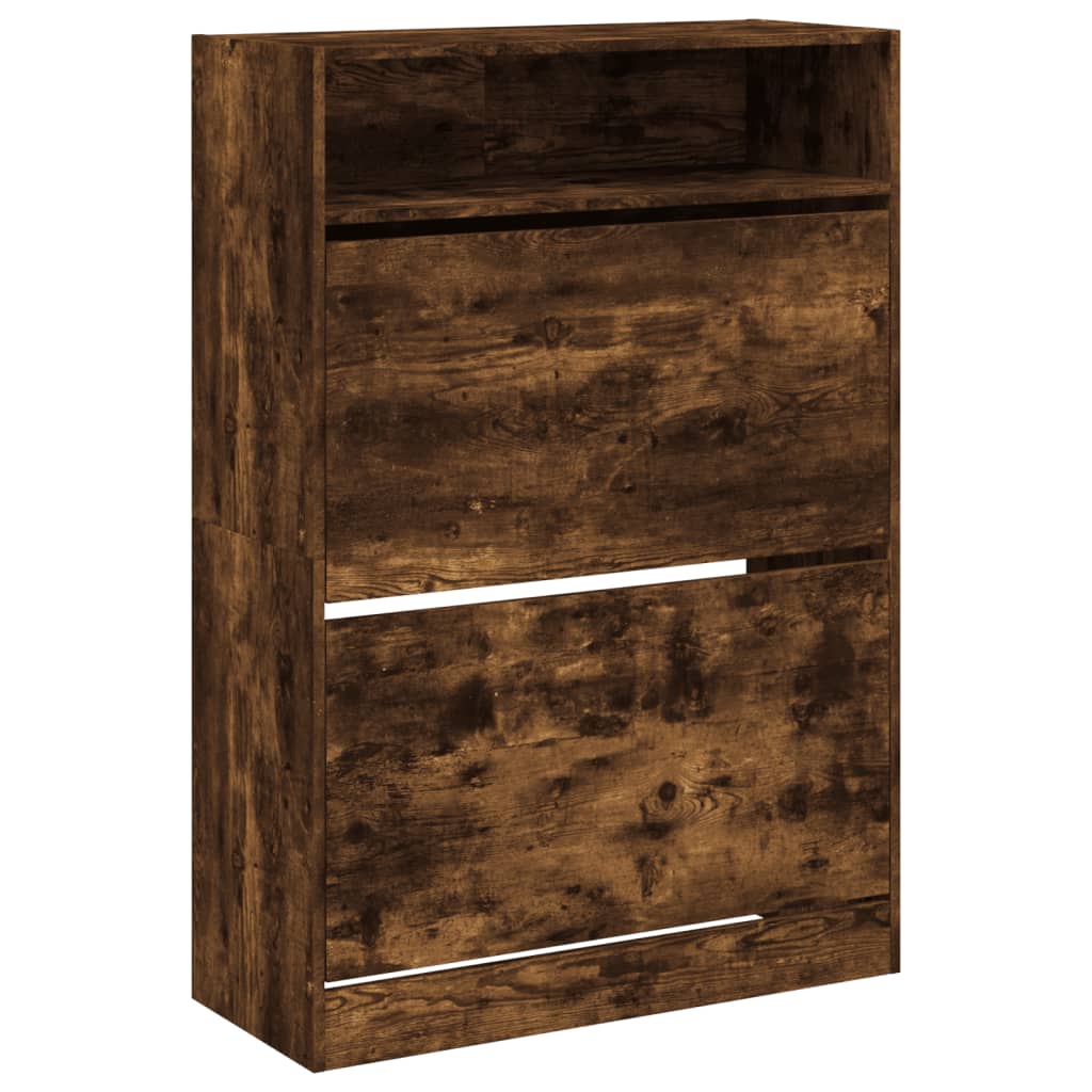 Schoenenkast met 2 klaplades 80x34x116 cm gerookt eikenkleurig is nu te koop bij PeponiXL, paradijselijk wonen!
