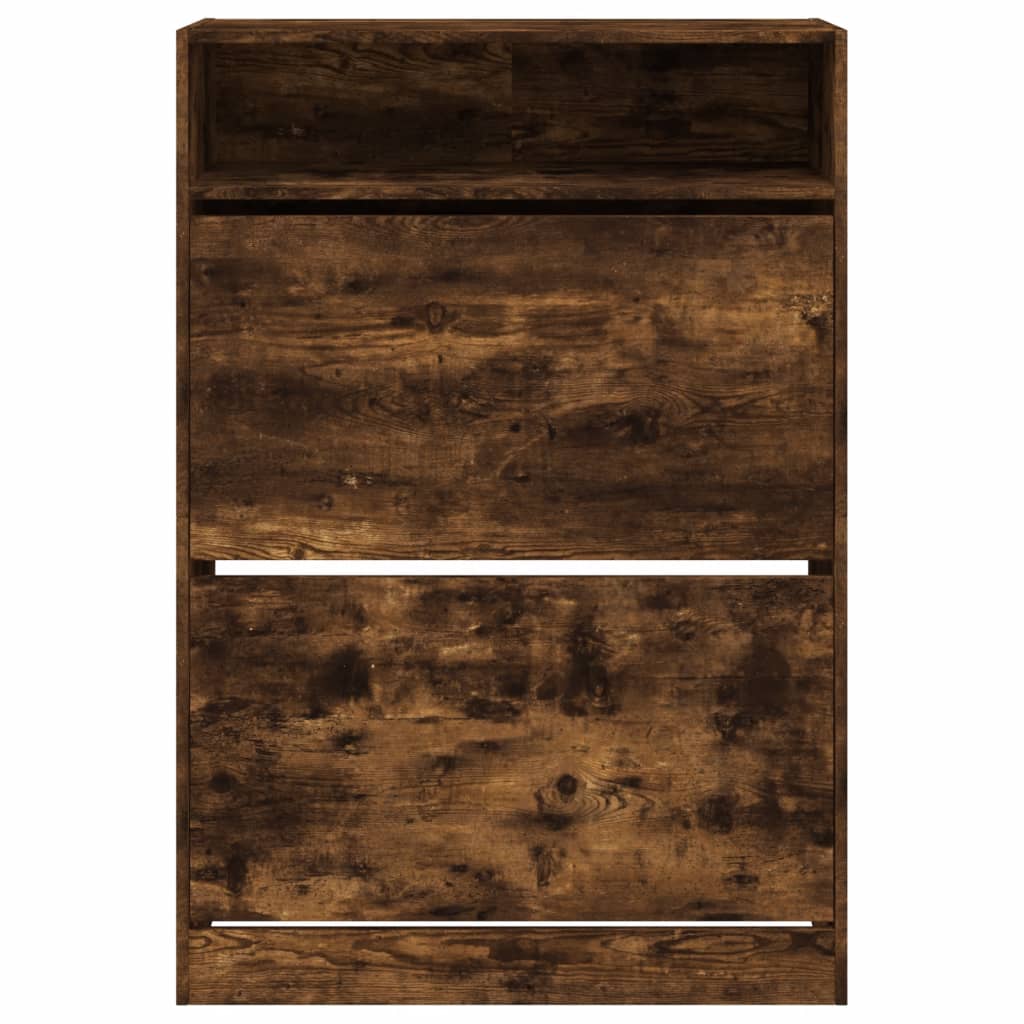 Schoenenkast met 2 klaplades 80x34x116 cm gerookt eikenkleurig is nu te koop bij PeponiXL, paradijselijk wonen!
