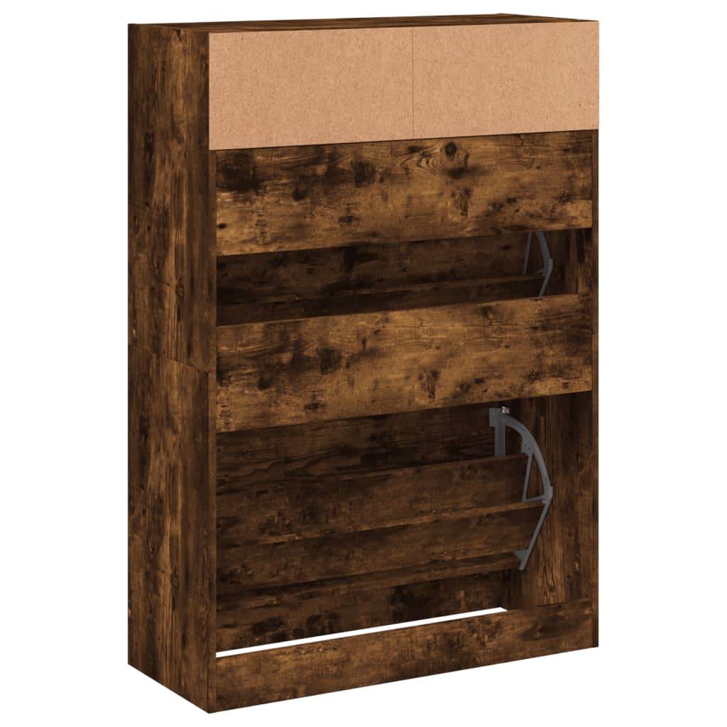 Schoenenkast met 2 klaplades 80x34x116 cm gerookt eikenkleurig is nu te koop bij PeponiXL, paradijselijk wonen!
