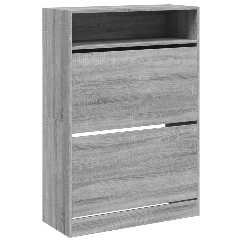Schoenenkast met 2 klaplades 80x34x116 cm grijs sonoma is nu te koop bij PeponiXL, paradijselijk wonen!