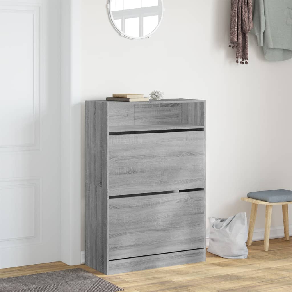 Schoenenkast met 2 klaplades 80x34x116 cm grijs sonoma is nu te koop bij PeponiXL, paradijselijk wonen!