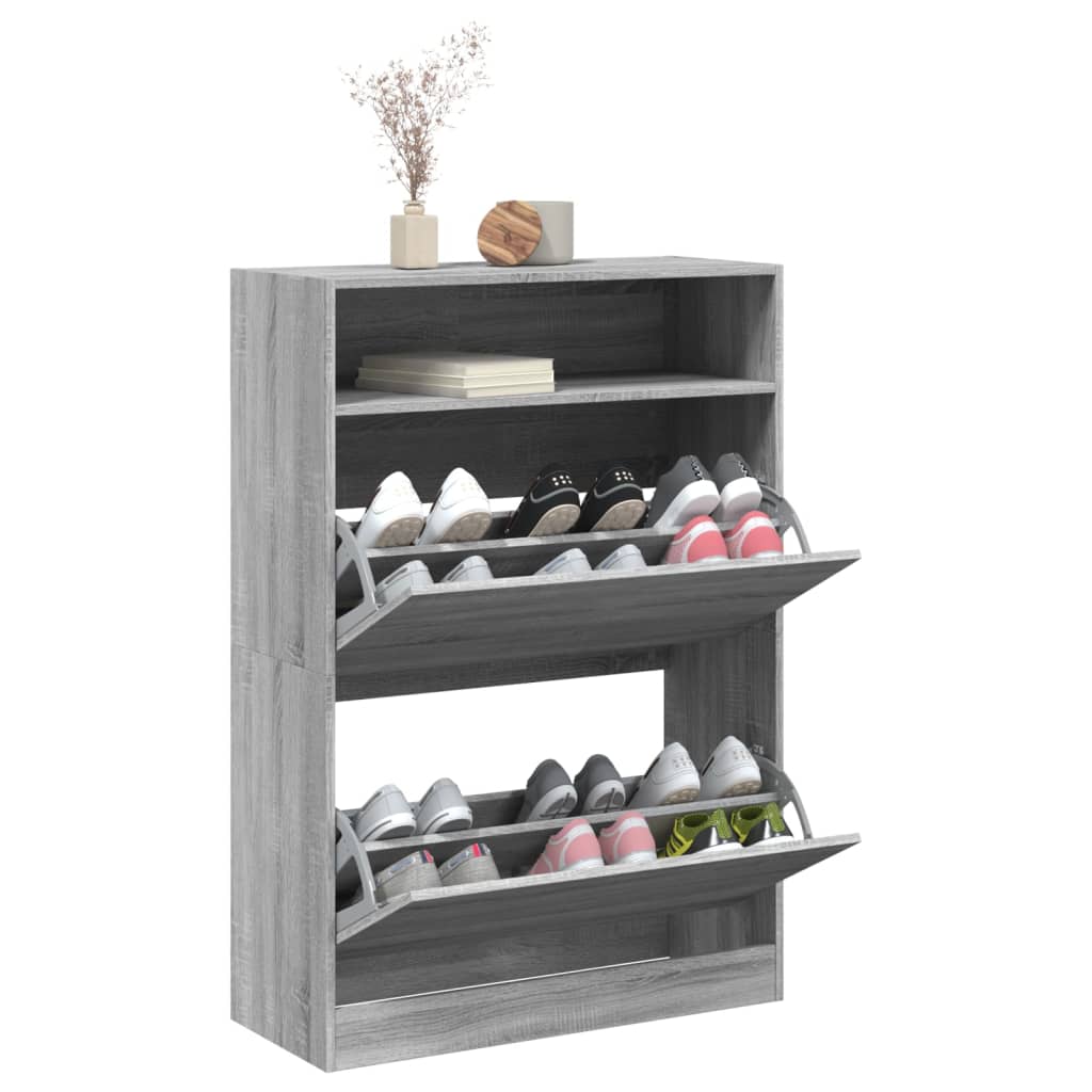 Schoenenkast met 2 klaplades 80x34x116 cm grijs sonoma is nu te koop bij PeponiXL, paradijselijk wonen!