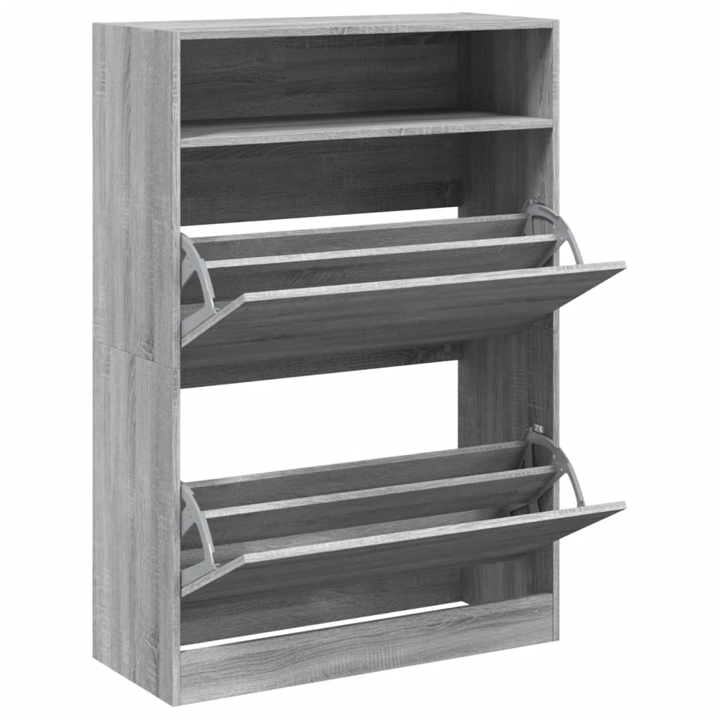 Schoenenkast met 2 klaplades 80x34x116 cm grijs sonoma is nu te koop bij PeponiXL, paradijselijk wonen!