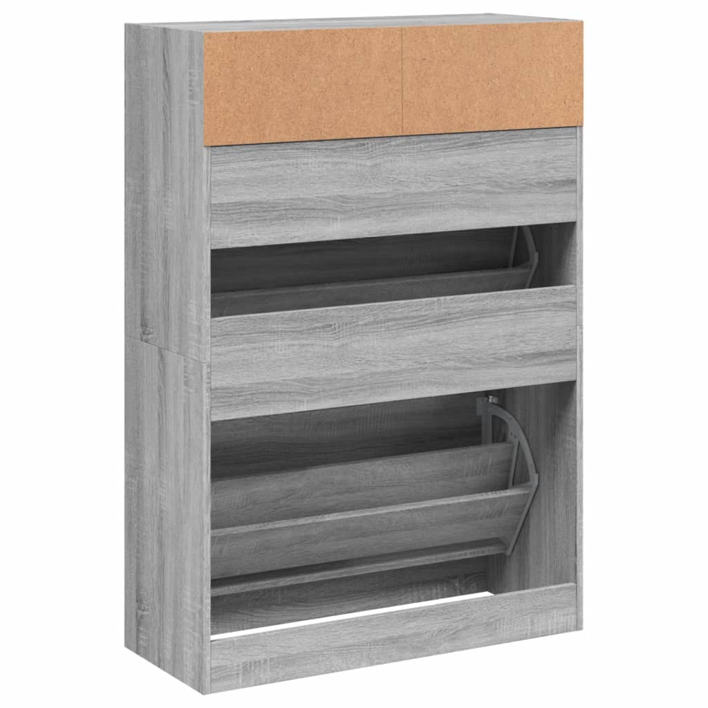 Schoenenkast met 2 klaplades 80x34x116 cm grijs sonoma is nu te koop bij PeponiXL, paradijselijk wonen!