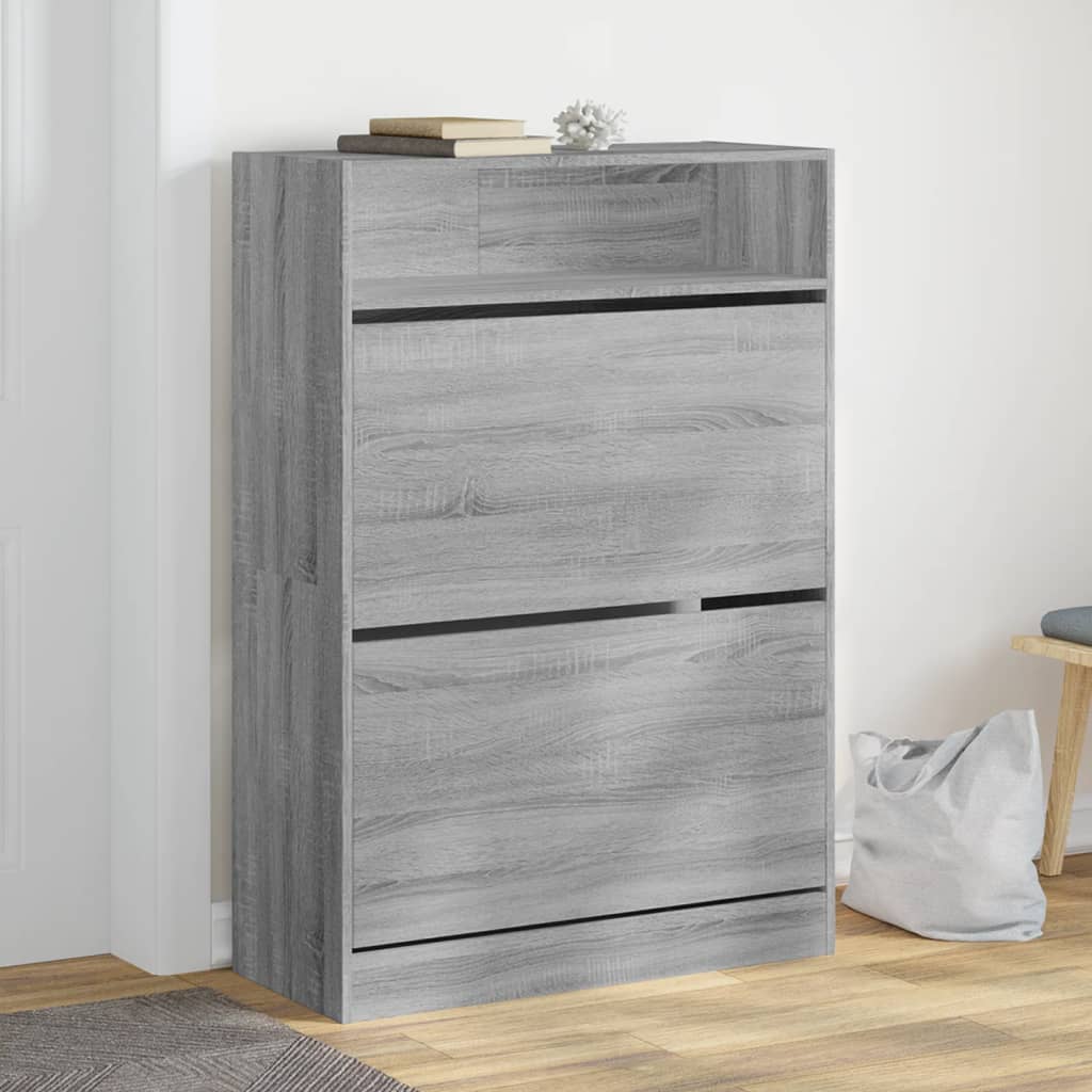 Schoenenkast met 2 klaplades 80x34x116 cm grijs sonoma is nu te koop bij PeponiXL, paradijselijk wonen!