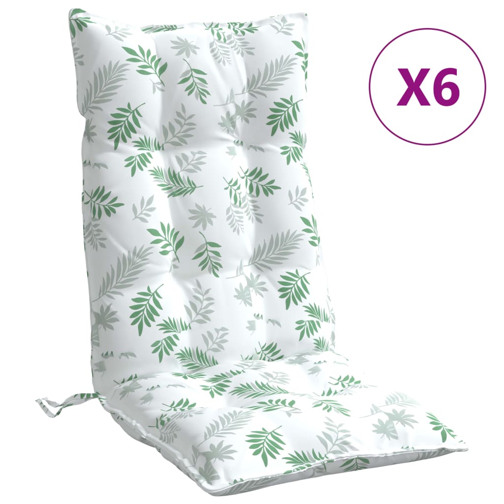 Stoelkussens 6 st hoge rug bladpatroon oxford stof is nu te koop bij PeponiXL, paradijselijk wonen!