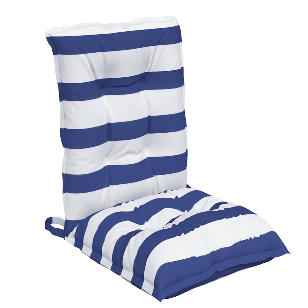 Stoelkussens 2 st lage rug gestreept stof wit en blauw is nu te koop bij PeponiXL, paradijselijk wonen!