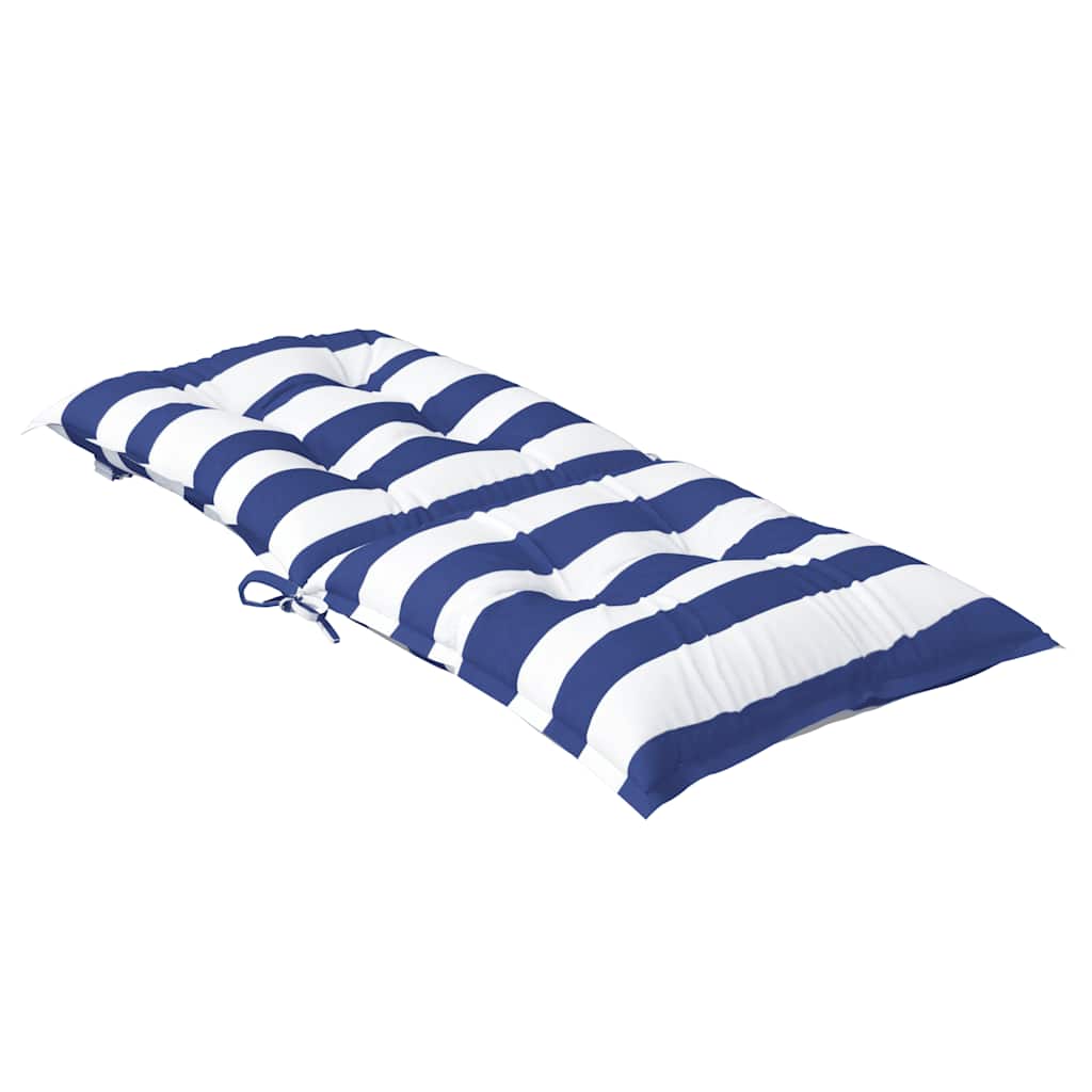 Stoelkussens 2 st lage rug gestreept stof wit en blauw is nu te koop bij PeponiXL, paradijselijk wonen!
