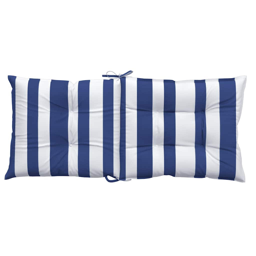 Stoelkussens 2 st lage rug gestreept stof wit en blauw is nu te koop bij PeponiXL, paradijselijk wonen!
