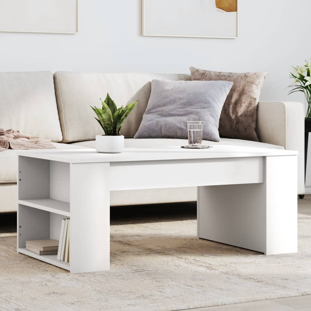 Salontafel 102x55x42 cm bewerkt hout wit is nu te koop bij PeponiXL, paradijselijk wonen!