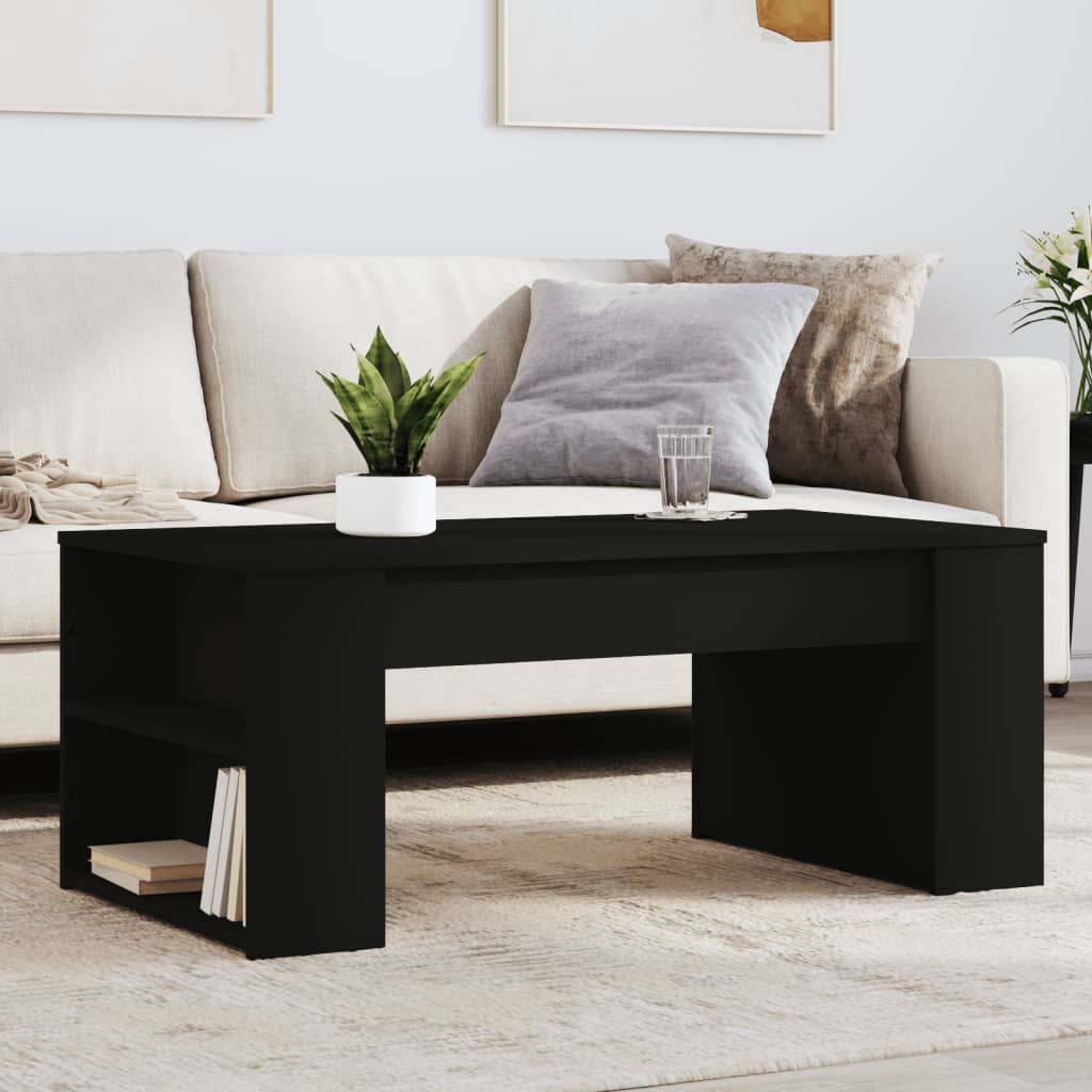 Salontafel 102x50x45 cm bewerkt hout zwart is nu te koop bij PeponiXL, paradijselijk wonen!
