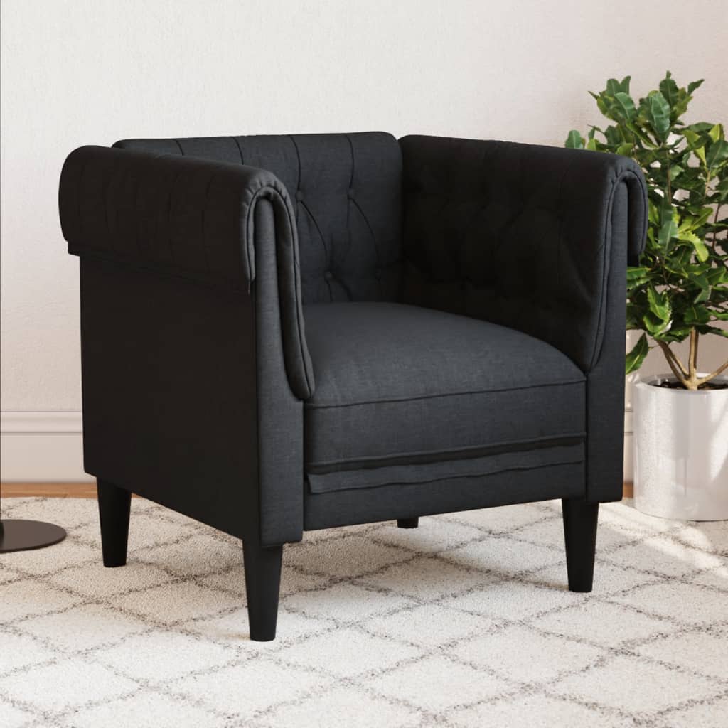 Fauteuil Chesterfield-stijl stof zwart is nu te koop bij PeponiXL, paradijselijk wonen!