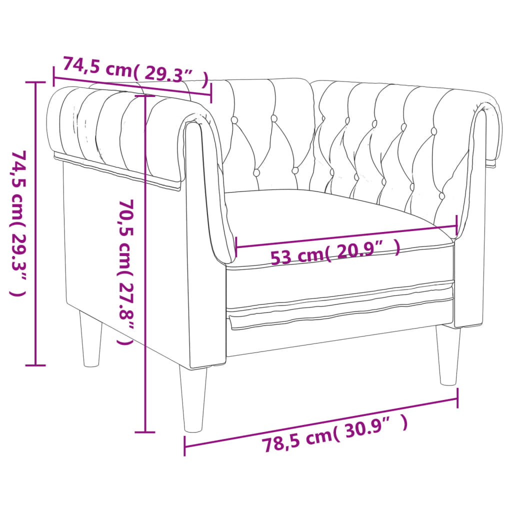 Fauteuil Chesterfield-stijl stof donkerbruin is nu te koop bij PeponiXL, paradijselijk wonen!