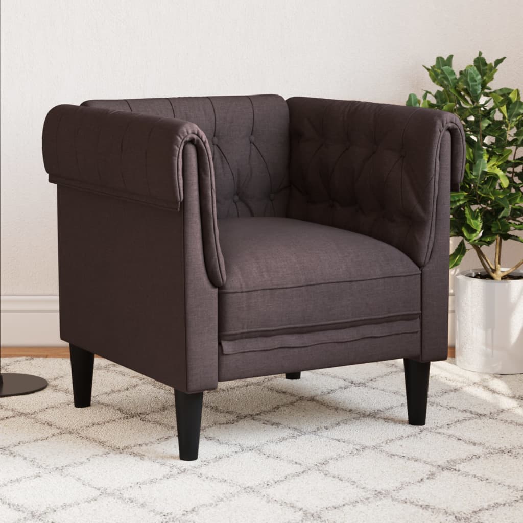 Fauteuil Chesterfield-stijl stof donkerbruin is nu te koop bij PeponiXL, paradijselijk wonen!