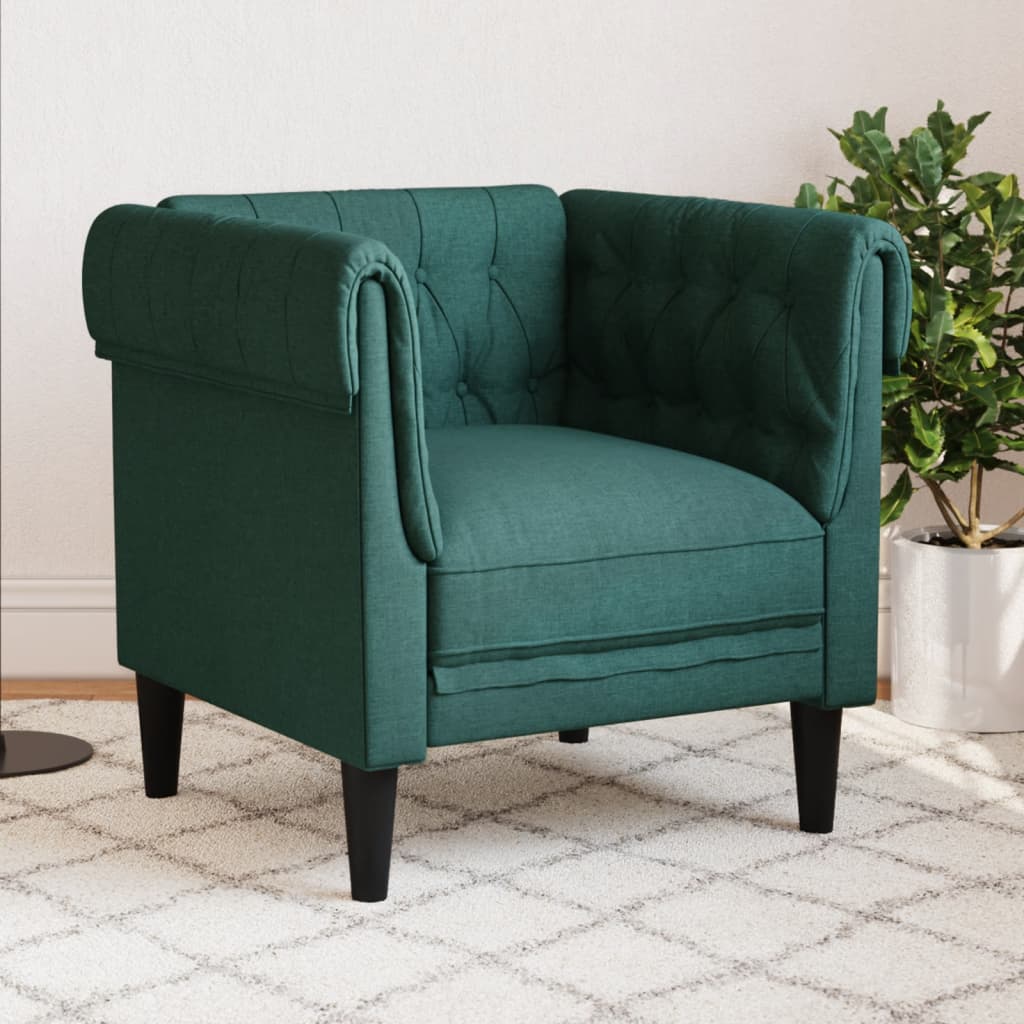 Fauteuil Chesterfield-stijl stof donkergroen is nu te koop bij PeponiXL, paradijselijk wonen!