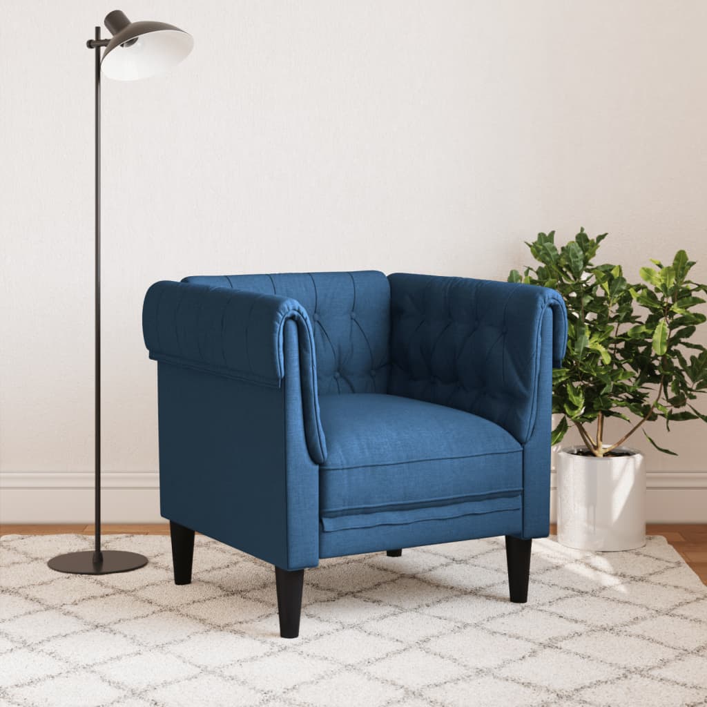 Fauteuil Chesterfield-stijl stof blauw is nu te koop bij PeponiXL, paradijselijk wonen!