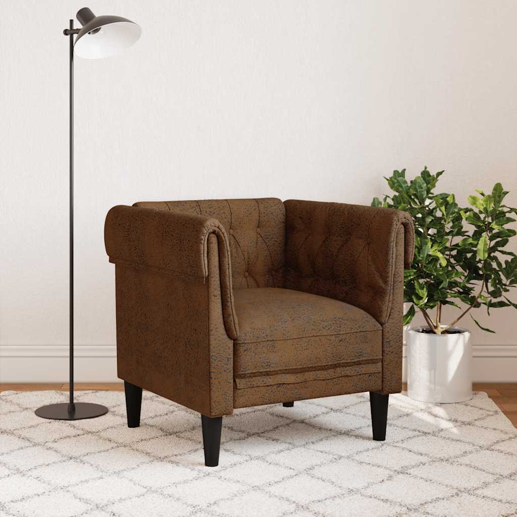 Fauteuil Chesterfield-stijl stof bruin is nu te koop bij PeponiXL, paradijselijk wonen!
