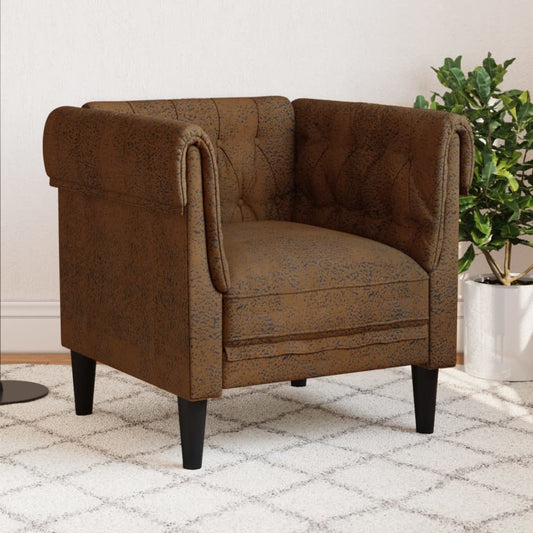 Fauteuil Chesterfield-stijl stof bruin is nu te koop bij PeponiXL, paradijselijk wonen!