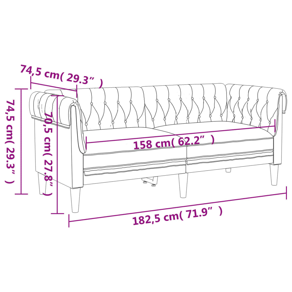 Tweezitsbank Chesterfield-stijl stof lichtgrijs is nu te koop bij PeponiXL, paradijselijk wonen!