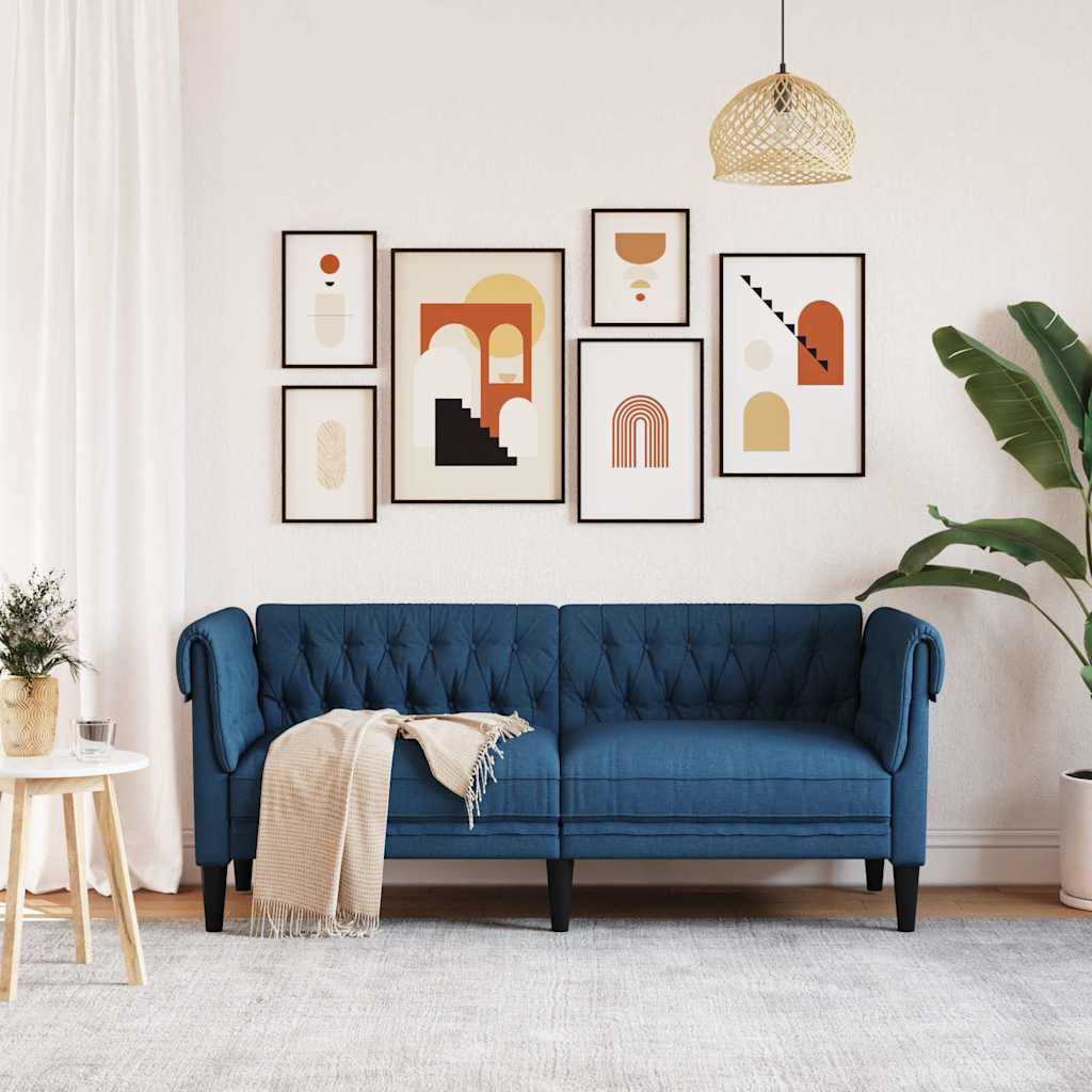 Tweezitsbank Chesterfield-stijl stof blauw is nu te koop bij PeponiXL, paradijselijk wonen!