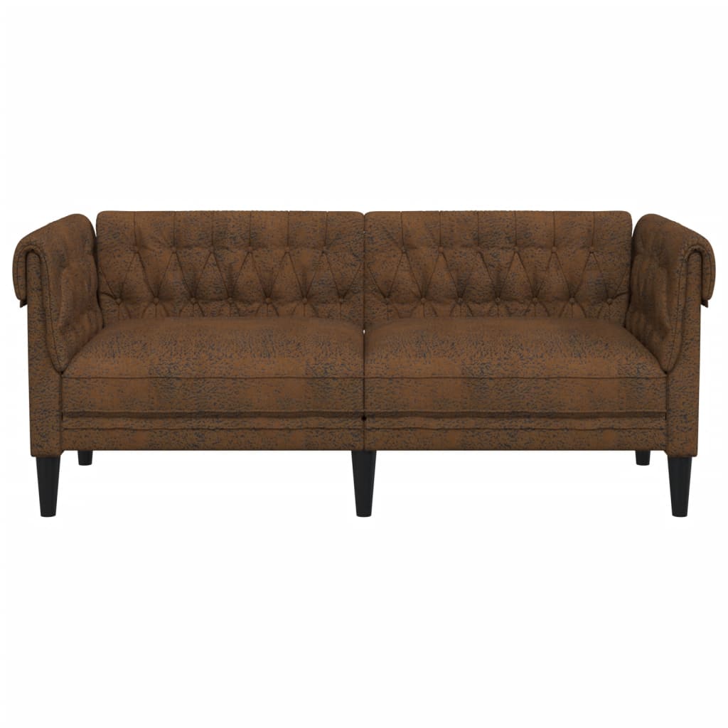 Tweezitsbank Chesterfield-stijl stof bruin is nu te koop bij PeponiXL, paradijselijk wonen!