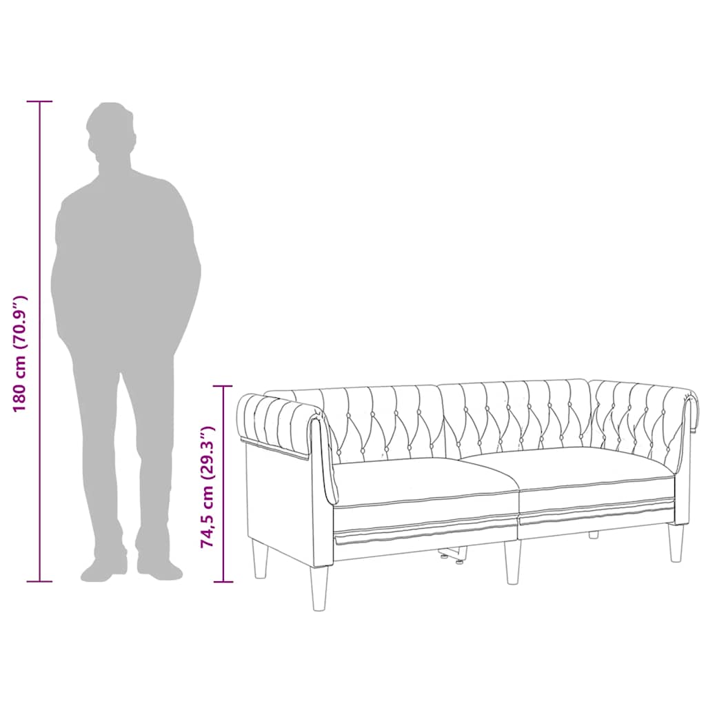 Tweezitsbank Chesterfield-stijl stof bruin is nu te koop bij PeponiXL, paradijselijk wonen!