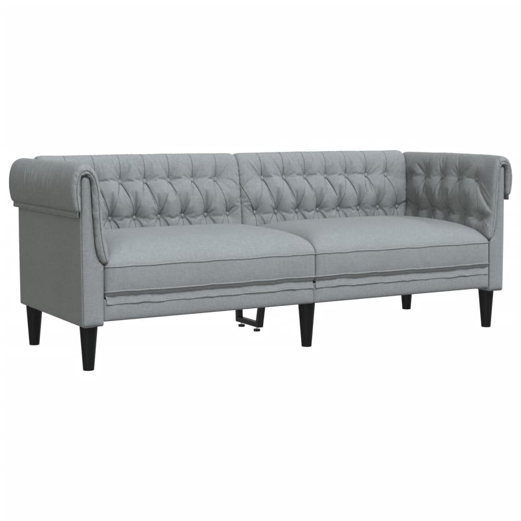 Driezitsbank Chesterfield-stijl stof lichtgrijs is nu te koop bij PeponiXL, paradijselijk wonen!