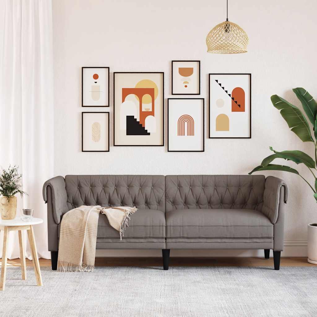 Driezitsbank Chesterfield-stijl stof taupe is nu te koop bij PeponiXL, paradijselijk wonen!