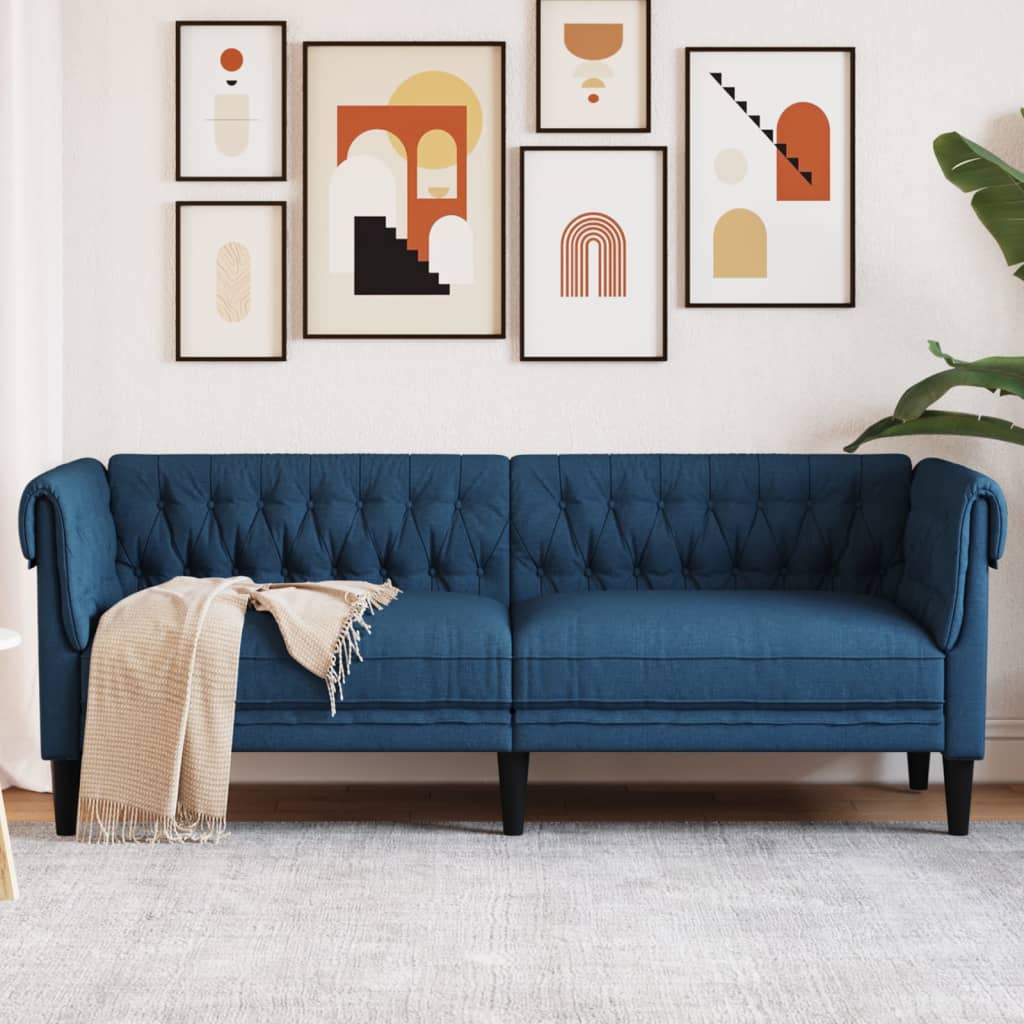 Driezitsbank Chesterfield-stijl stof blauw is nu te koop bij PeponiXL, paradijselijk wonen!